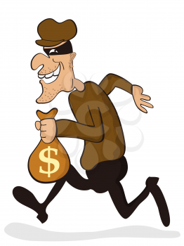 cartoon character of thief isolated from white background 