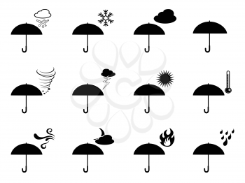 isolated umbrella weather icons from white background