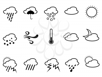 isolated black outline of weather symbol from white background 	