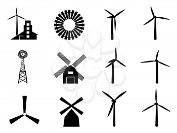 collection of windmill icons on white background