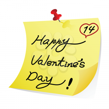 Royalty Free Clipart Image of a Valentine's Message on a Post-it Note