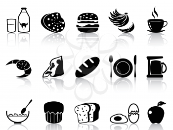 isolated black breakfast icons set from white background