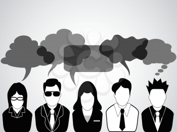 a group of business people communicated with speech bubbles