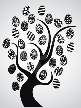 isolated easter eggs tree for easter day background