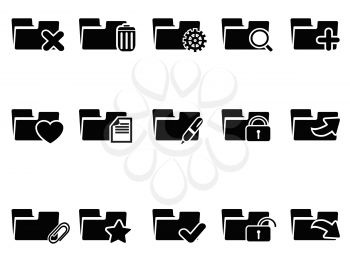 isolated black file folder icons set from white background