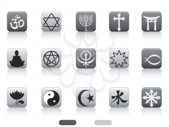 isolated religious symbols button from white background
