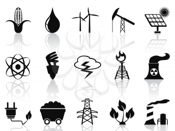isolated black Alternative Energy icons set from white background