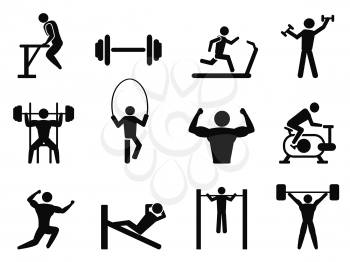 isolated Gymnasium and Body Building icons from white background
