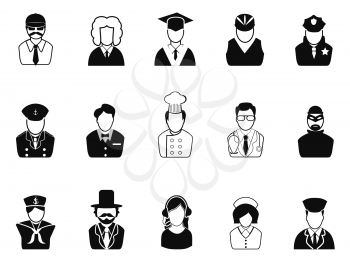 isolated Occupations, Avatars ,User Icons set from white background