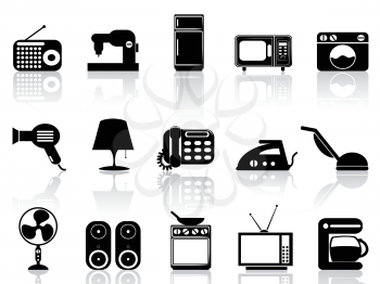 isolated black Home appliances icon set from white background
