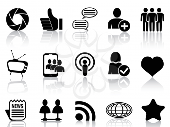 isolated black Social Networking and communication icons set from white background