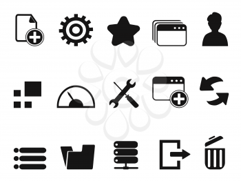 isolated black web Dashboard icons set from white background
