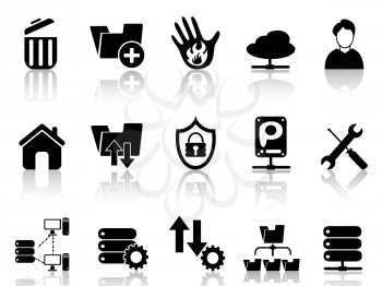 isolated black ftp host icons from white background