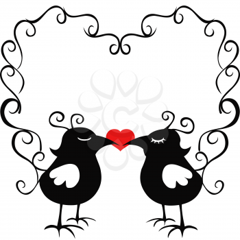 isolated two ornamental loving birds from white background 