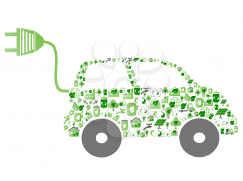 isolated green eco pattern icon car on white background