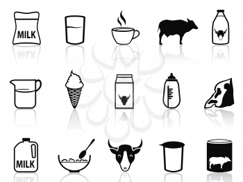 isolated milk product icons set from white background