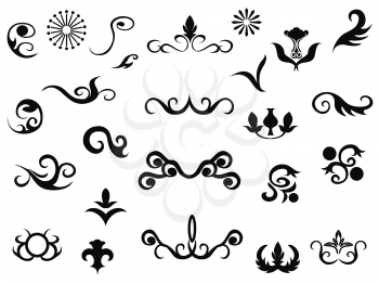 isolated black Ornamental design elements from white background