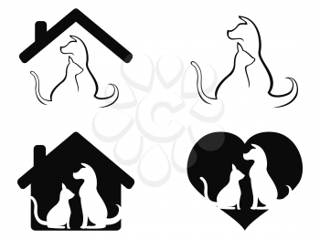 isolated dog and cat pet caring symbol from white background