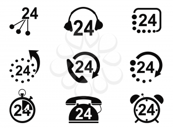 isolated 24-hrs service icons from white background