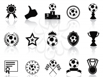 isolated black soccer award icons set from white background