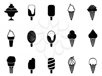 isolated black ice cream icons from white background