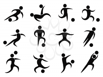 isolated abstract soccer players icons from white background