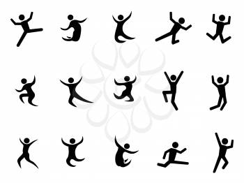 isolated abstract jumping black figures from white background 
