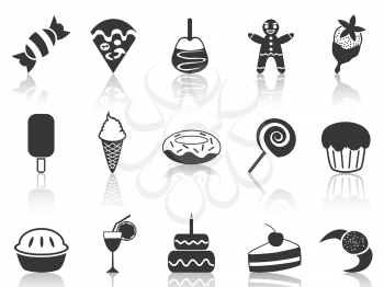 isolated black dessert icons set from white background 