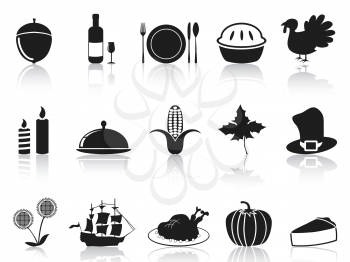 isolated black thanksgiving icons set from white background