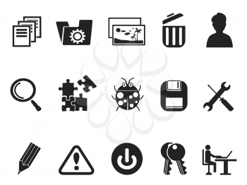 isolated black Software and IT program Developers icon set from white background