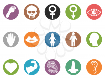 isolated human feature round buttons icons set on white background