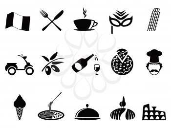 isolated black italy icons set from white background