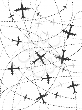 the background of airplane routes for travel transportation design