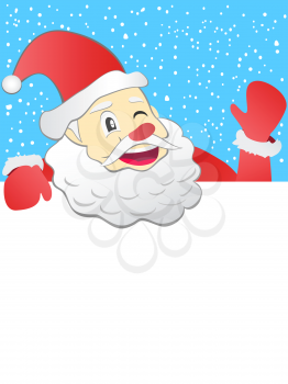 the background of santa holding with signboard for Christmas card