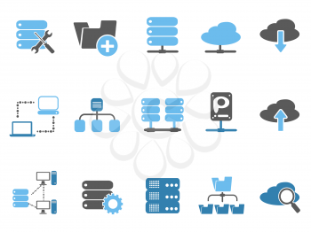 isolated web host icons set, blue series from white background