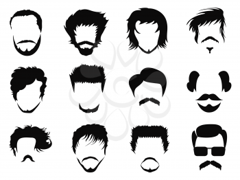 isolated man hairstyle vector from white background
