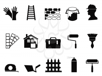 isolated house painting icons set from white background