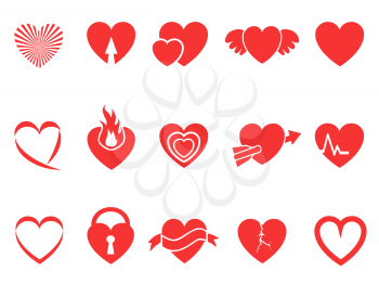 isolated red heart icons for Valentine's Day design 