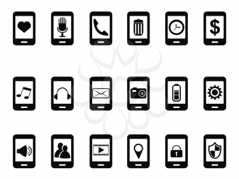 isolated black mobile icons set from white background