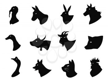 isolated Farm animals icons set from white background