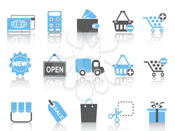 isolated shopping icons set ,blue series from white background