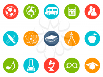 isolated education button icons set from white background