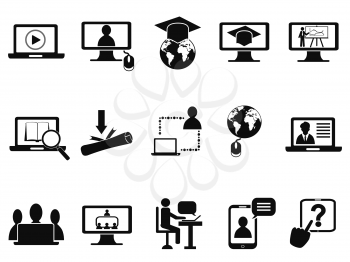 isolated online education class icons set from white background