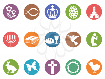 isolated easter day button icons set from white background