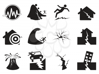 isolated black earthquake icons set from white background