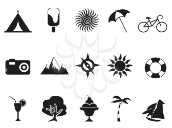 isolated black summer icons set from white background