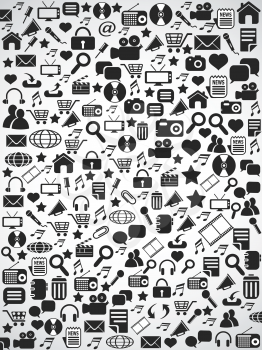 the background of black Seamless web icons pattern on white