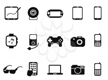 isolated Black Mobile Devices Icon set	from white background