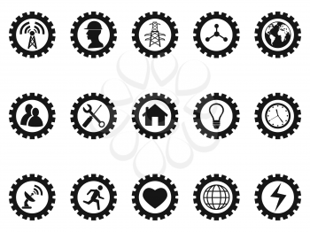 isolated black gear concept icons set from white background
