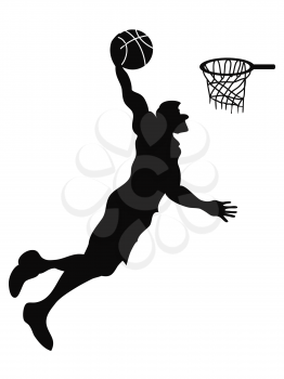 isolated the silhouette of Basketball player Slam Dunk from white background